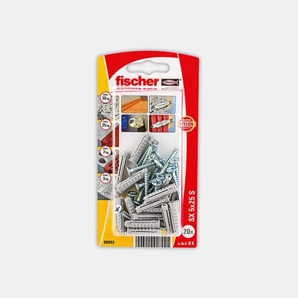 Fischer SX 5X25 Vidalı Genleşen Dübel (6'li Paket) ürün görseli 1