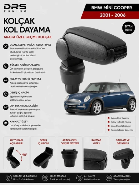 Mini Cooper 2001 - 2006 Kolçak Kol Dayama Siyah ürün görseli 1