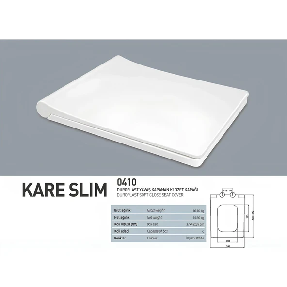 KARE SOFT CLOSE NKP DUROPLAST KAPAK - Resim 2