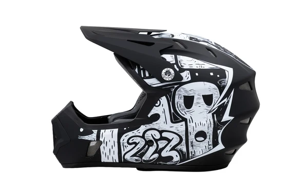 RAPTOR GRAVITY Street Noir Full Face FreeRide Bisiklet Motosiklet Kaskı XLarge Beden Siyah Beyaz ürün görseli 1