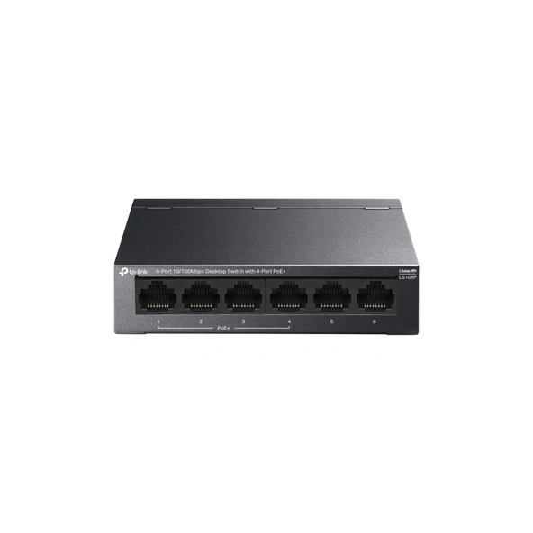 TP-LINK LS106P, Green Tech, 6 Port, MeggaBit, 4 Port PoE+ 65W, Metal Kasa, Yönetilemez, Masaüstü Switch ürün görseli 1