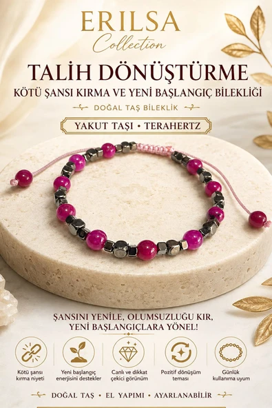Sertifikalı Talih Dönüştürme Kötü Şansı Kırma ve Yeni Başlangıç Bilekliği Yakut Taşı Terahertz ürün görseli 1