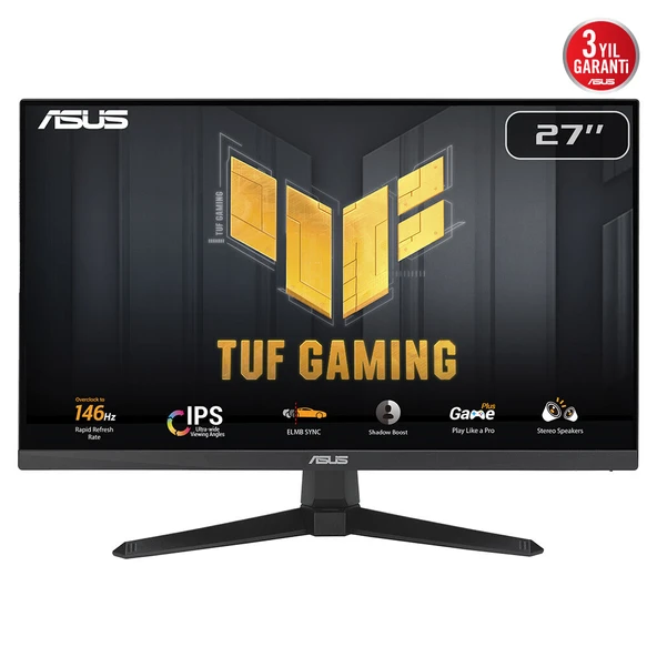 ASUS TUF GAMING VG279QE5A 27" 1ms, 146Hz, Full HD, DP, HDMI, Hoparlör, Fast IPS LED, Düşük Mavi Işık, FreeSync Premium, GAMING Monitör ürün görseli 1