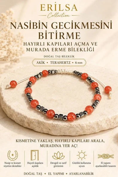 Sertifikalı Nasibin Gecikmesini Bitirme Hayırlı Kapıları Açma Murada Erme Bilekliği Akik Terahertz ürün görseli 1