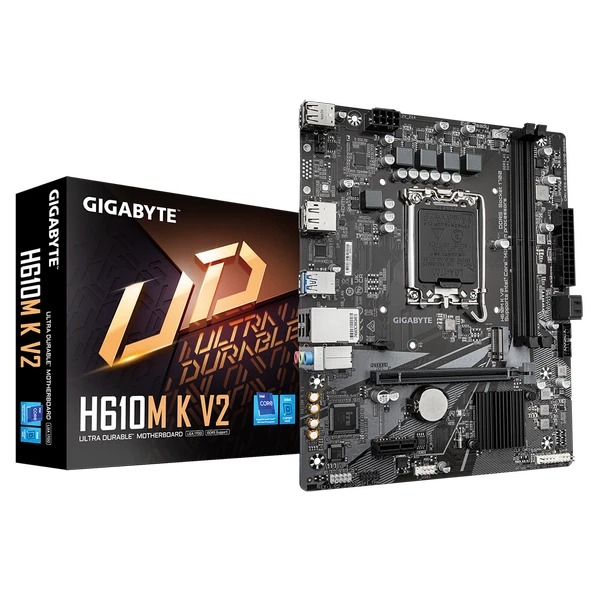 GIGABYTE H610M K V2, rev.1.0, 2xDDR5, M.2, DP, HDMI, 12-13.Nesil, LGA1700 Soket, Anakart ürün görseli 1