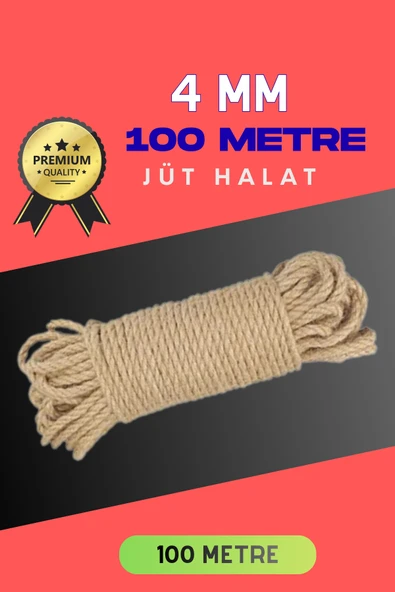 4 MM 100 Metre Jüt Halat Dekoratif Hasır İp Urgan Süs ürün görseli 1