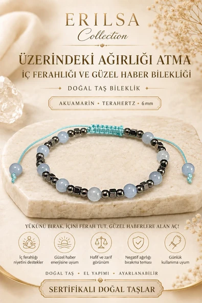Sertifikalı Üzerindeki Ağırlığı Atma İç Ferahlığı ve Güzel Haber Bilekliği Akuamarin Terahertz 6 mm ürün görseli 1