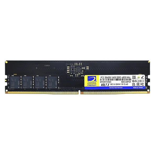 16GB TwinMOS (TMD516GB4800U40) DDR5 4800MHz CL40 Pc Ram ürün görseli 1
