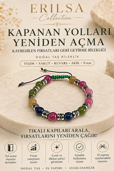 Sertifikalı Kapanan Yolları Açma Kaybedilen Fırsatları Geri Getirme Bilekliği - Yeşim Yakut Kuvars ürün görseli 1