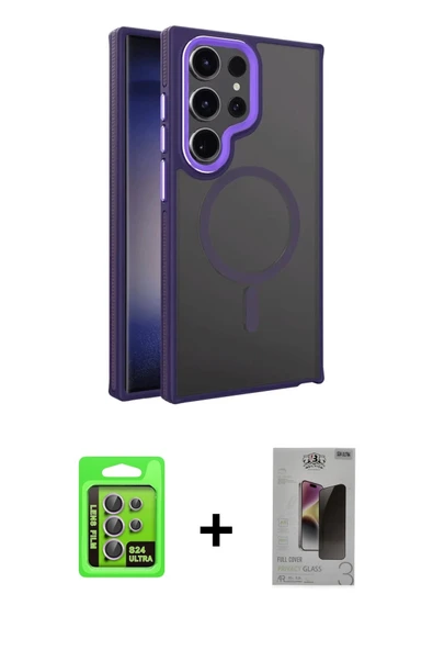 MARSİLYAN™- Galaxy S24 Ultra Kılıf Yörünge Klasik - Siyah Bilvis Hayalet Cam Ekran Koruyucu + Raze Metal Kamera Lens - M ürün görseli 1