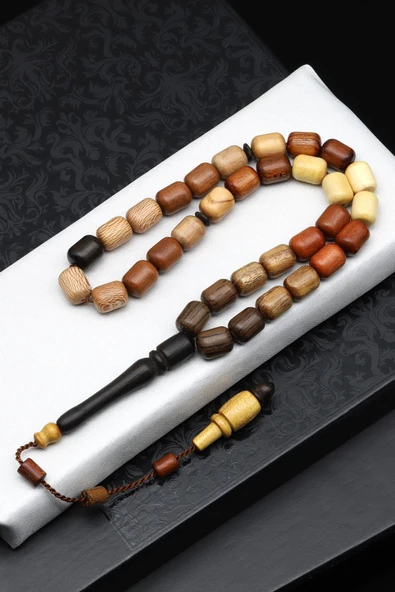 Karma Ağaç Tesbih 8 x 11 mm Kapsül Kesim - T-1822 ürün görseli 1