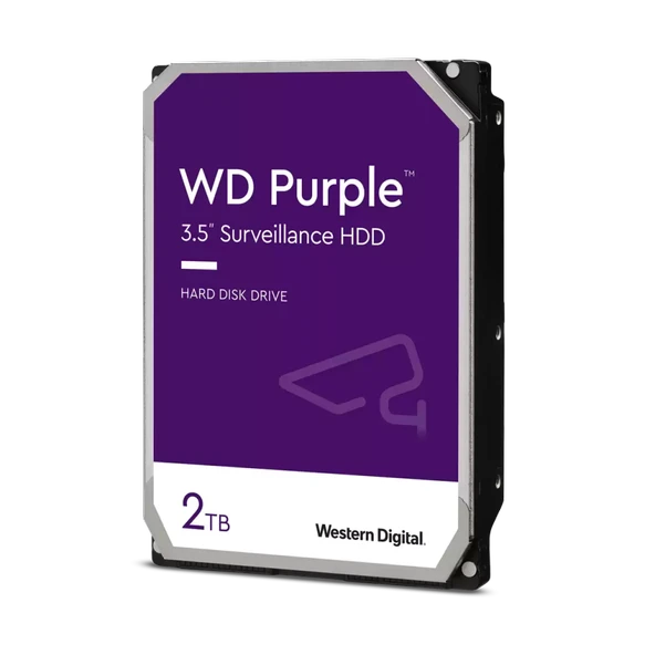 WD PURPLE, WD23PURZ,  3.5", 2TB, 256Mb, 5400 Rpm, 7/24 Güvenlik, HDD (Türkiye Distribütörü Garantili) ürün görseli 1