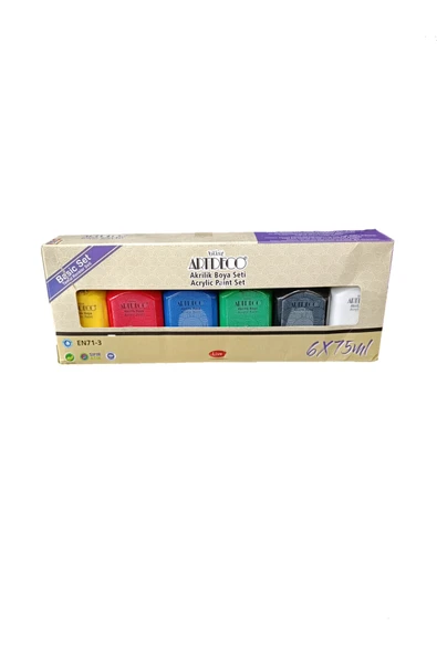 6 lı Akrilik Boya Seti 6x75ml Ana Canlı Renkler Basic Set Artdeco Güncel Üretim ürün görseli 1
