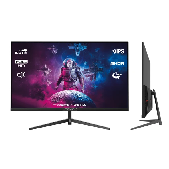 ONVO OV27MNT202G, 27" 1ms, 180Hz, Full HD, 2xHDMI, DP, 2x2W Hoparlör, Metal Ayak, IPS Panel, NVDI G-Sync ve AMD FreeSync, GAMING Monitör ürün görseli 1