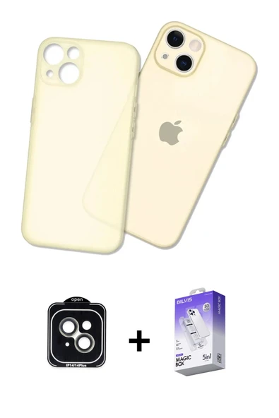 MARSİLYAN™- iPhone 14 Kılıf Atlas Minimal Prime - Siyah Bilvis 5in1 3D Magic Cam Ekran Koruyucu + PVD Metal Kamera Lens ürün görseli 1