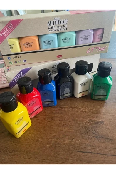 Canlı Renkler 6x75ml Akrilik Boya Seti - Resim 2