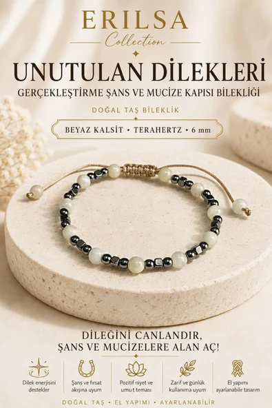 Sertifikalı Unutulan Dilekleri Gerçekleştirme Şans Mucize Kapısı Bilekliği Beyaz Kalsit Terahertz ürün görseli 1