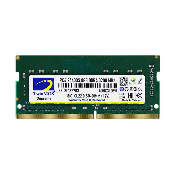 TwinMOS MDD48GB3200N, 8GB, DDR4, 3200MHz, 1.2V Notebook Ram ürün görseli 1