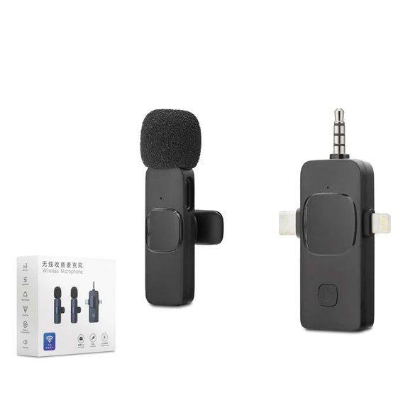 Kablosuz Mikrofon 3.5 Mm + Type-C + Lıghtnıng Siyah HDX2781 ürün görseli 1