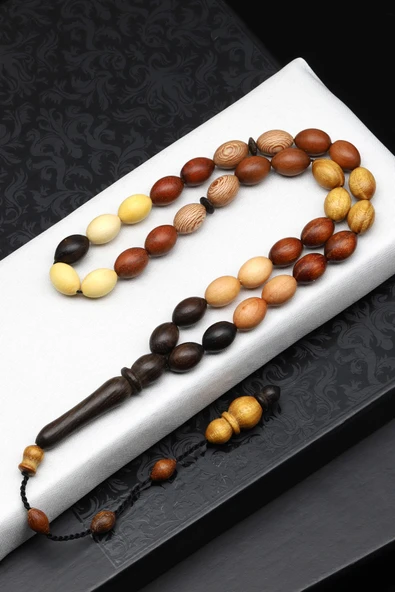 Karma Ağaç Tesbih 8 x 11 mm Arpa Kesim - T-1824 ürün görseli 1
