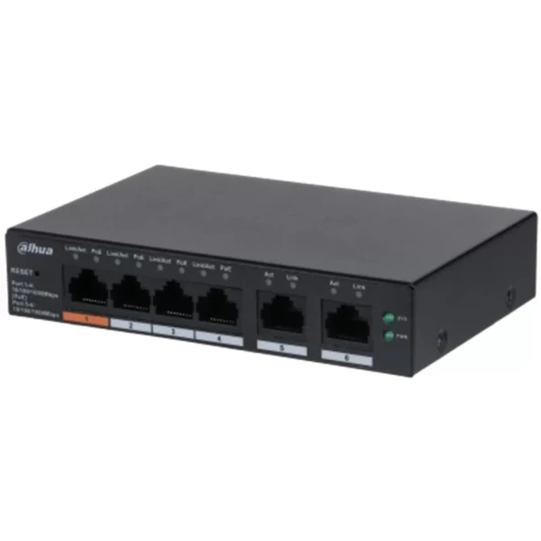 DAHUA CS4006-4GT-60, 4 Port, Gigabit, PoE 60W, 2 Port Uplink, Cloud Yönetilebilir, Switch ürün görseli 1