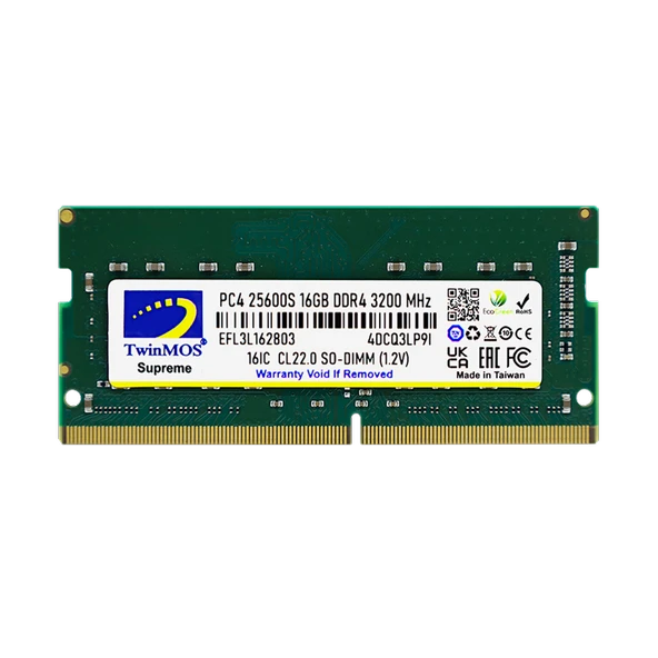 TwinMOS MDD416GB3200N, 16GB, DDR4, 3200MHz, 1.2V Notebook Ram ürün görseli 1