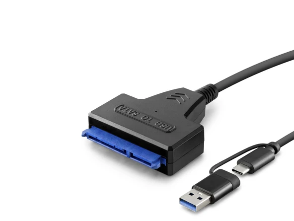 Type-C ve USB 3.0 to SATA HDD SSD Dönüştürücü Kablo 37 cm Siyah HDX5571 ürün görseli 1