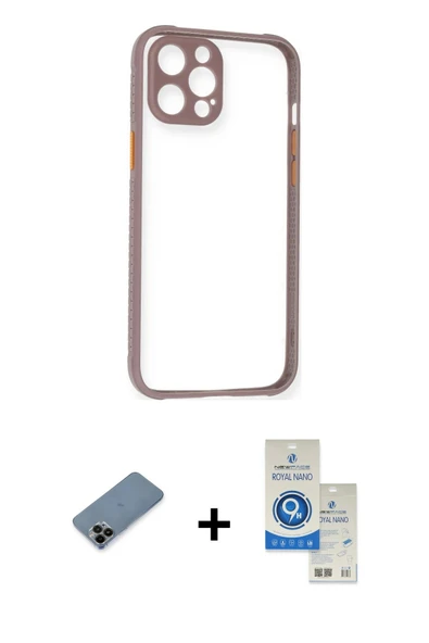 MARSİLYAN™- iPhone 12 Pro Max Kılıf Nova Asil Özel Seri - Şeffaf Royal Nano Ekran Koruyucu + Shine Kamera Lens Koruma Ca ürün görseli 1