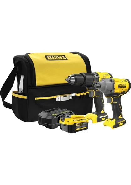 STANLEY Fatmax 18V Şarjlı Kömürsüz Darbeli Matkap & Şarjlı Somun Sıkma 1X4AH Akü - SFMCK217M1S ürün görseli 1