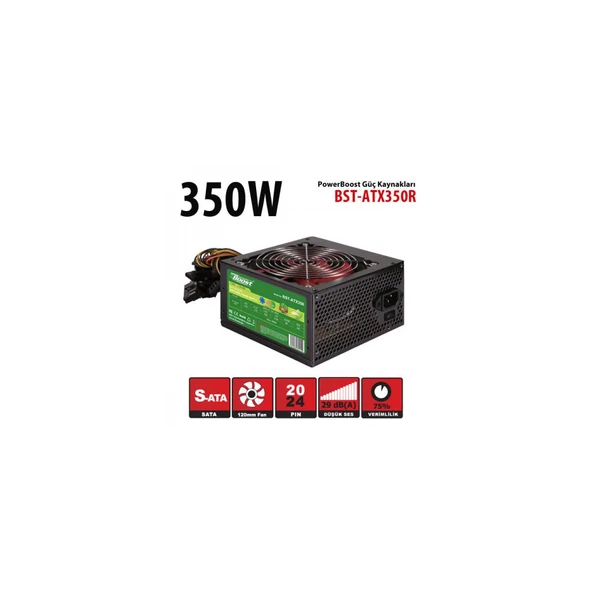 PowerBoost BST-ATX350R 350W, Sata, 12cm Fan,  BOX PSU ürün görseli 1