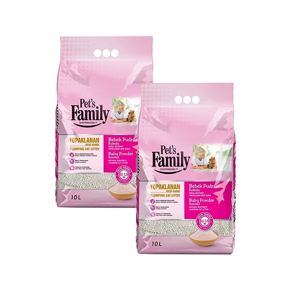 Pet's Family Bebek Pudrası Kokulu Kedi Kumu 10 LT x 2 Adet ürün görseli 1