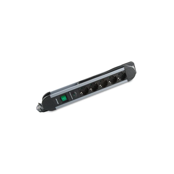 S-LINK Swapp SPGKS05, 5 Soket, Akım Korumalı Priz, 1.5Mt Kablo, 900 Joule (Gri) %100 Bakır ürün görseli 1