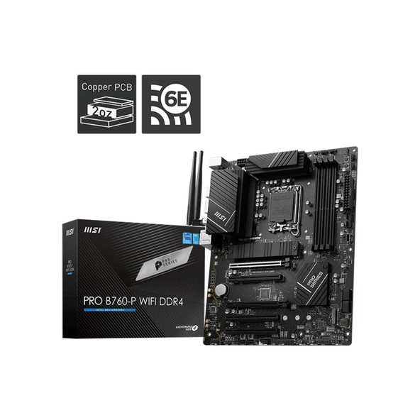 MSI PRO B760-P WIFI DDR4 4000MHZ 1XHDMI 1XDP 2XM.2 USB 3.2 ATX 1700P (12. / 13. VE 14. NESİL İŞLEMCİ UYUMLU) ürün görseli 1