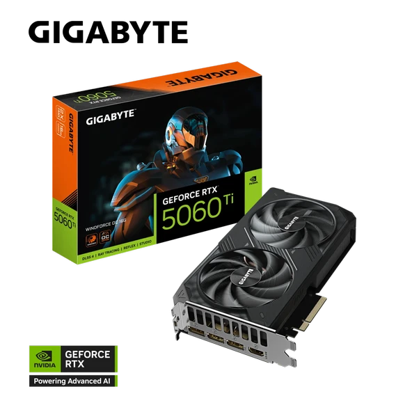 GIGABYTE GV-N506TWF2OC-16GD, RTX5060TI, WINDFORCE OC, 16Gb, GDDR7, 128BIT, 2 Fanlı, 1xHDMI, 3xDP, GAMING Ekran KARTI ürün görseli 1