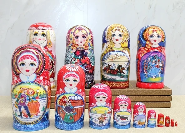 10'lu Ahşap Matruşka Seti Alk4389 ürün görseli 1