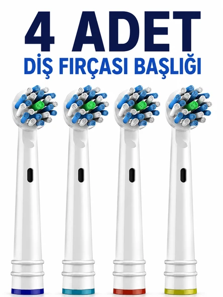 4 ADET DİŞ FIRÇASI BAŞLIĞI KALİTELİ YEDEK BAŞLIK SETİ OLAY TAK  ÇIKAR TASARIM ürün görseli 1