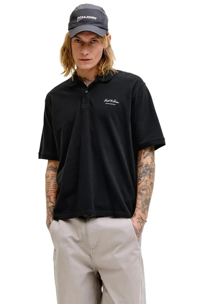Jack&Jones 12288877 Yakali Erkek Tshirt - Siyah ürün görseli 1