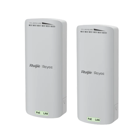 RUIJIE Reyee RG-EST100-E, 2Port, 300Mbps, 2.4Ghz, Pasif PoE, Dış Ortam, Noktadan Noktaya PTP, Acces Point, Kutu İçeriği 2 Adet, (500m) ürün görseli 1