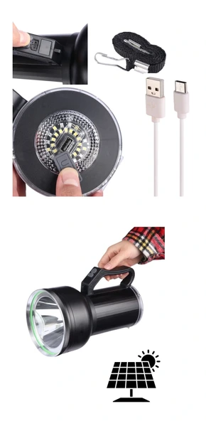 Taşınabilir Solar Şarjlı Led Fener Powerbank Özellikli Kamp Ve Acil Durum İçin Süper Parlak Işık ürün görseli 1