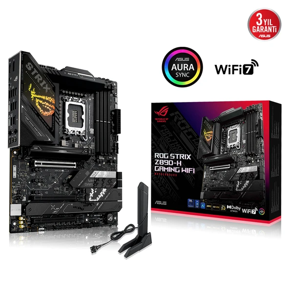 ASUS ROG STRIX Z890-H GAMING WIFI, 9066MHz, 4xDDR5, 4x M.2, HDMI, DP, Type-C, Wi-Fi 7, Bluetooth 5.4, Intel Core Ultra CPU(Seri 2), LGA1851 Soket, Gaming Anakart ürün görseli 1
