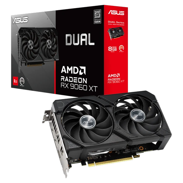 ASUS DUAL-RX9060XT-8G, 8Gb, 128Bit, GDDR6, 1xHDMI, 2xDP, GAMING Ekran Kartı ürün görseli 1