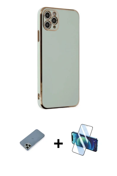 MARSİLYAN™- iPhone 11 Pro Max Kılıf Yankı Serisi - Siyah 3D Antistatik Seramik Nano Ekran Koruyucu + Metal Kamera Lens K ürün görseli 1
