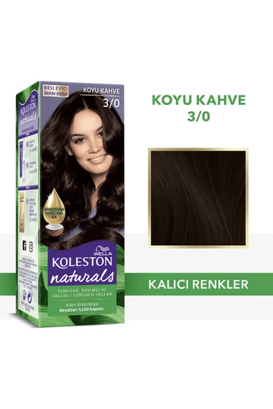Wella Koleston Naturals 3/0 Koyu Kahve Saç Boyası ürün görseli 1