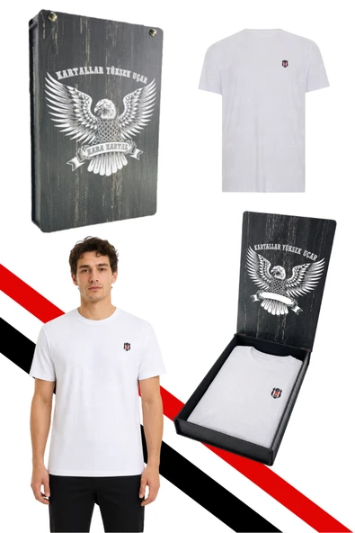BEŞİKTAŞ ORİJİNAL LİSANSLI BEYAZ T-SHİRT LAZER KUTU HEDİYELİ ürün görseli 1