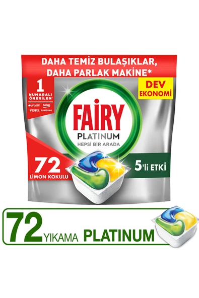 Fairy Platinum Bulaşık Makinesi Deterjanı Kapsülü/tableti 72 Yıkama Limon Kokulu ürün görseli 1