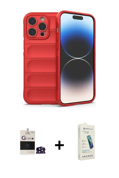 MARSİLYAN™- iPhone 14 Pro Max Kılıf Atlas Koleksiyonu - Şeffaf Pasifik Cam Ekran Koruyucu + Bilvis Titan Kamera Lens - D ürün görseli 1