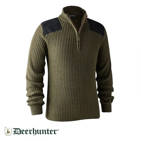 DEERHUNTER Rogaland Yarım Fermuarlı Yeşil Kazak XL ürün görseli 1