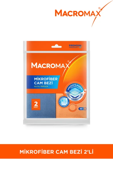 MACRO MAX Mikrofiber Cam Bezi Leke Bırakmaz Ayna Silme Bezi 2'li Paket ürün görseli 1