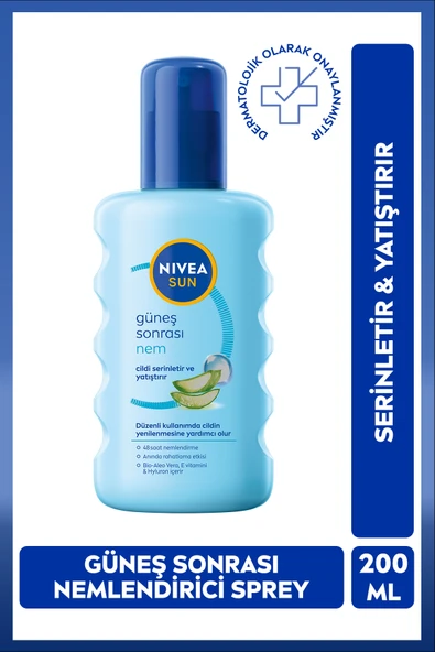 NIVEA SUN Güneş Sonrası Nemlendirici Vücut Spreyi 200ml,Serinletici,Yatıştırıcı,Aloe Vera,Hyaluron ürün görseli 1