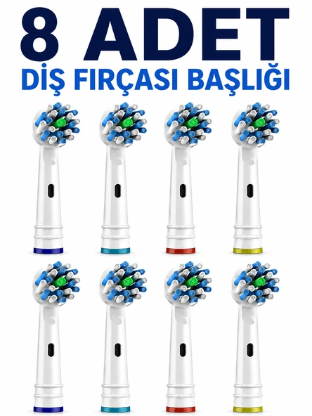 Derin Temizlik Sağlayan Elektrikli Diş Fırçası Yedek Başlığı 8'li Ekonomik Paket ürün görseli 1